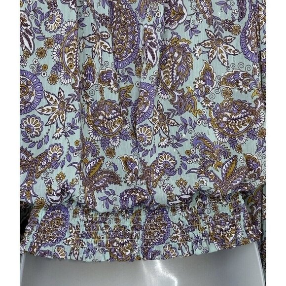 Rachel Zoe Women Blouse Small Smocked Long Sleeves Metallic Whimsical Fairy Boho - Picture 7 of 11